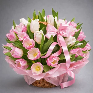 Моя королева - корзина из тюльпанов